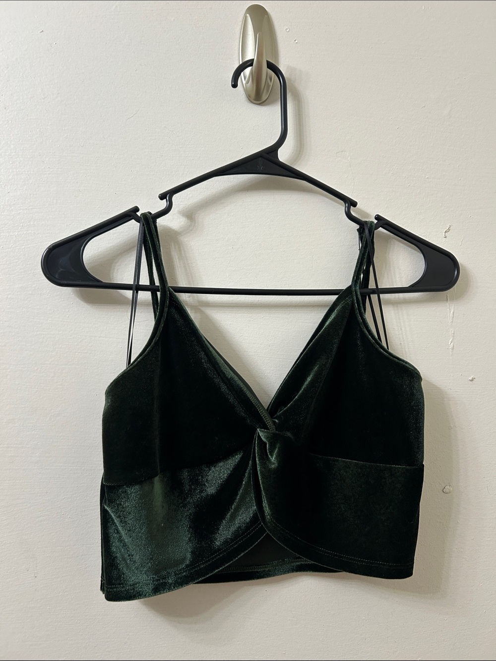Bear Dance Velvet Twist-Front Cropped Camisole - Green